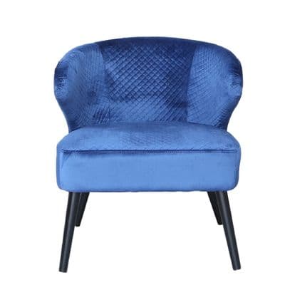 Blue Wingback Quilted Velvet Easy Chair