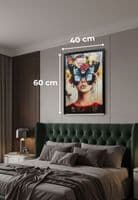 Butterfly Face Neon LED Wall Art - 40x60cm Girl Portrait Canvas Aesthetic Decor