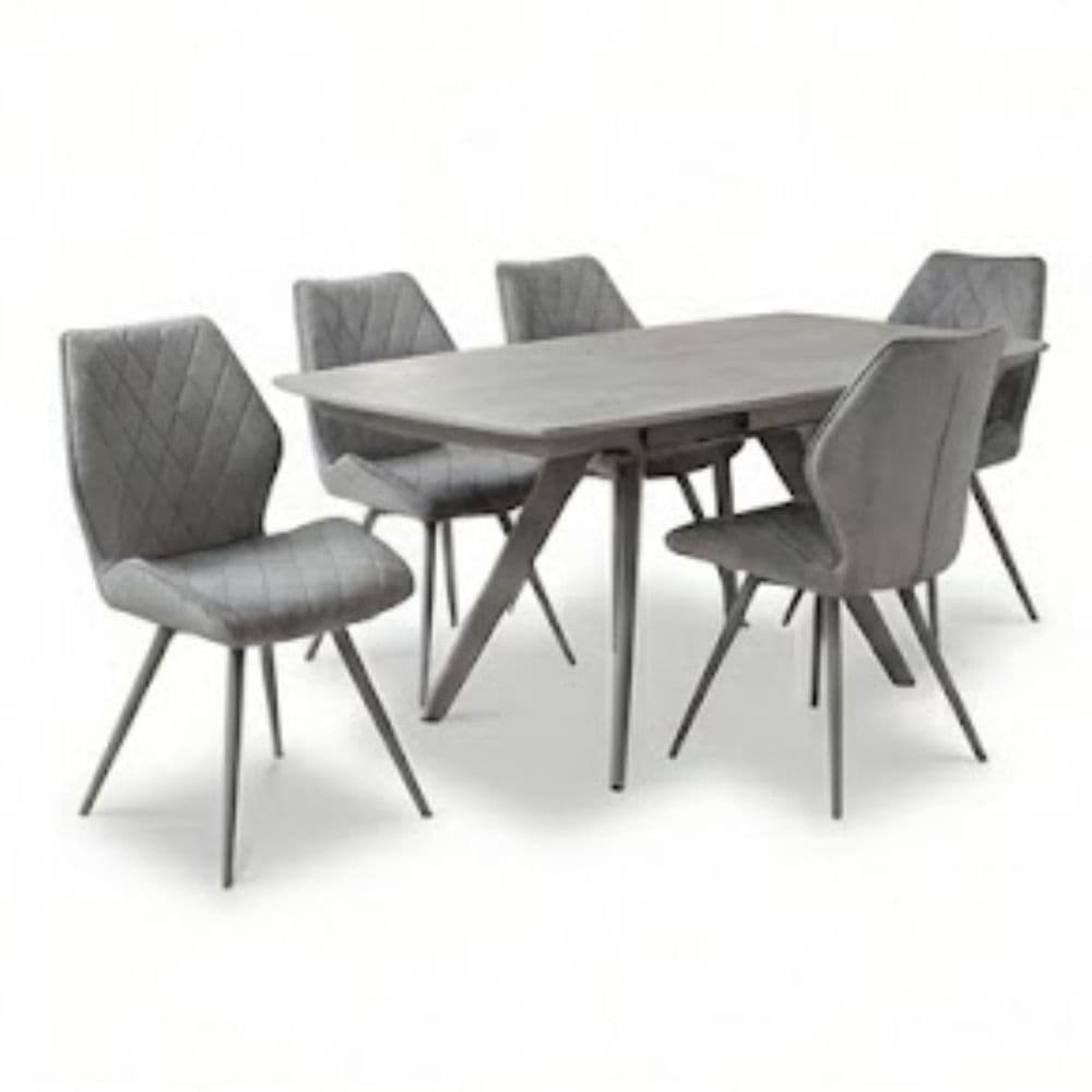 Cambridge Grey Sintered Stone Extending Dining Table & 6 Chairs