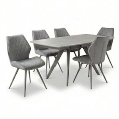 Cambridge Grey Sintered Stone Extending Dining Table & 6 Chairs