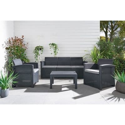 Canterbury Rattan Effect Sofa Set – Black – Home Luxe Interior