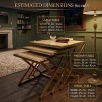 Carra Gold Nest of Tables Set of 3 Cream Marble Living Room Tables