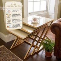 Carra Gold Nest of Tables Set of 3 Cream Marble Living Room Tables
