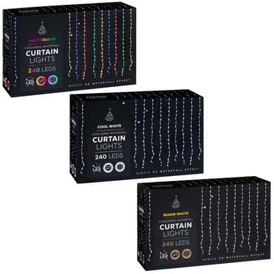 Cascading Waterfall Curtain LED Lights 240pk - Warm White