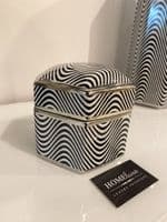 Cerine Hexagonal Trinket Box Black & White Ceramic Large