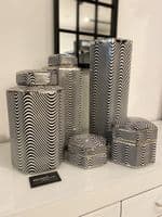 Cerine Hexagonal Trinket Box Black & White Ceramic Large