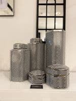 Cerine Hexagonal Trinket Box Black & White Ceramic Large