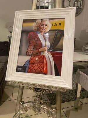 Chanel Lady Fashion Bag Wall Art White Step Frame 55Cm X 65Cm