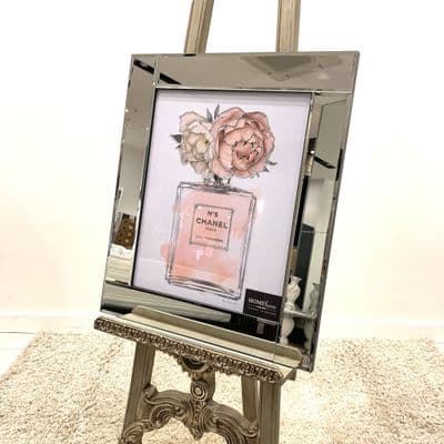 Chanel Pink Bottle Glitter Wall Art Mirror
