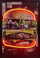 Cheeseburger Neon LED Wall Art - 40x60cm Pop Art Kitchen Decor USB