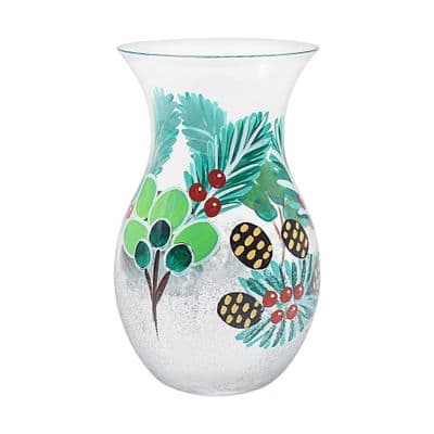 Christmas Glass Vase Pine & Berry