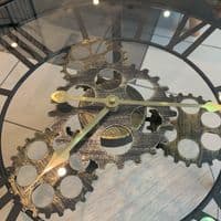 Clock Table Metal With Wooden Shelf