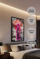 Cola Drink Pink Neon LED Wall Art - 40x60cm Pop Art Graffiti Canvas USB