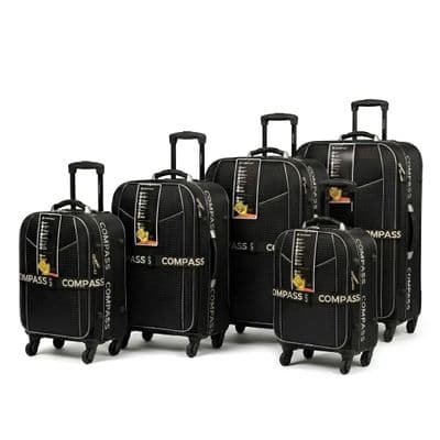Compass 5-Piece Hand Luggage Suitcase Set Expandable Cabin Bags