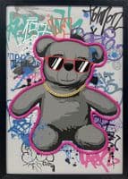 Cool Teddy Bear Neon LED Wall Art - 40x60cm Graffiti Canvas USB