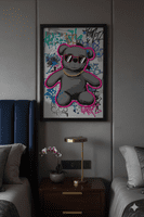 Cool Teddy Bear Neon LED Wall Art - 40x60cm Graffiti Canvas USB