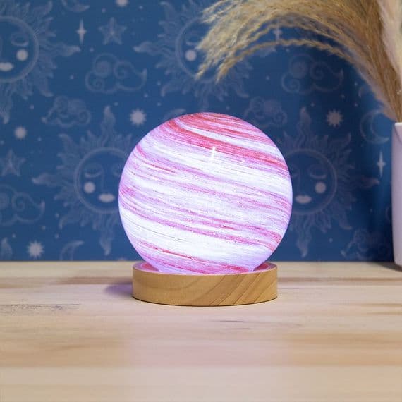 COSMIC PLANET LAMP PINK & BROWN