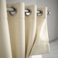 Cream Faux Silk Fully Lined Eyelet Curtains - 1 Pair,