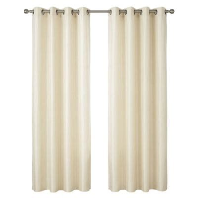 Cream Faux Silk Fully Lined Eyelet Curtains - 1 Pair,
