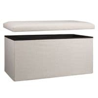 Cream Linen Effect Storage Ottoman Bench & Coffee Table - 76cm