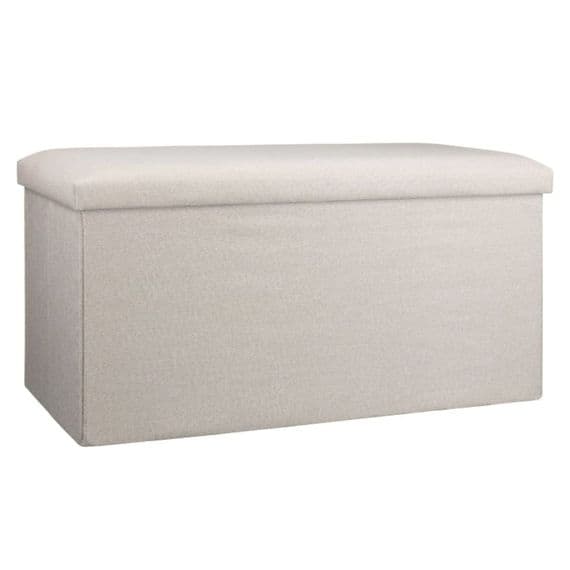 Cream Linen Effect Storage Ottoman Bench & Coffee Table - 76cm