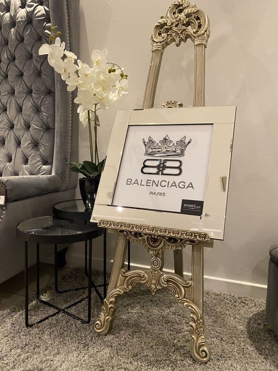 Crown Balenciaga Black Crystal Wall Art Mirror Frame