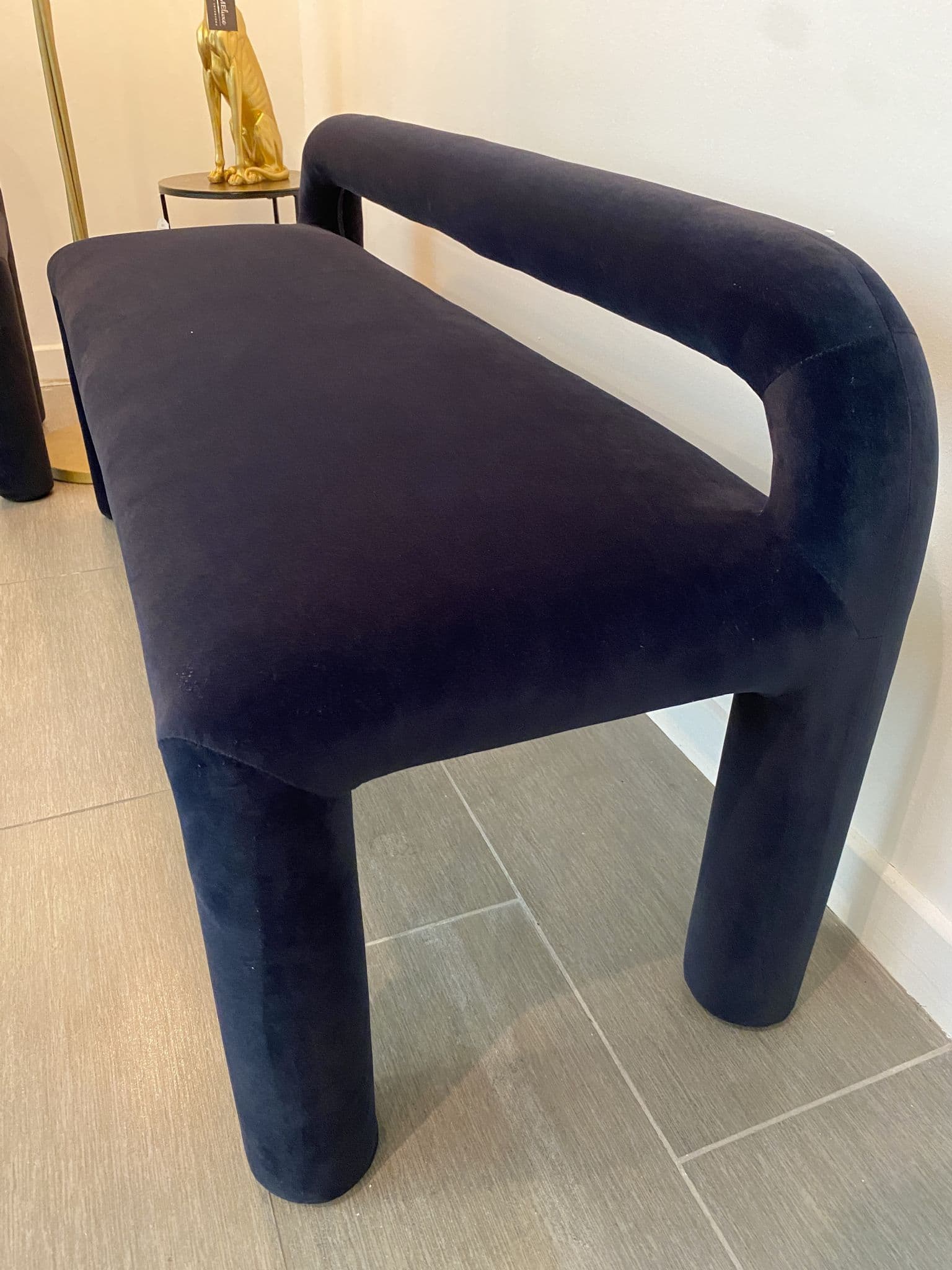Cyla Low Back Dining Bench Vintage Blue Velvet