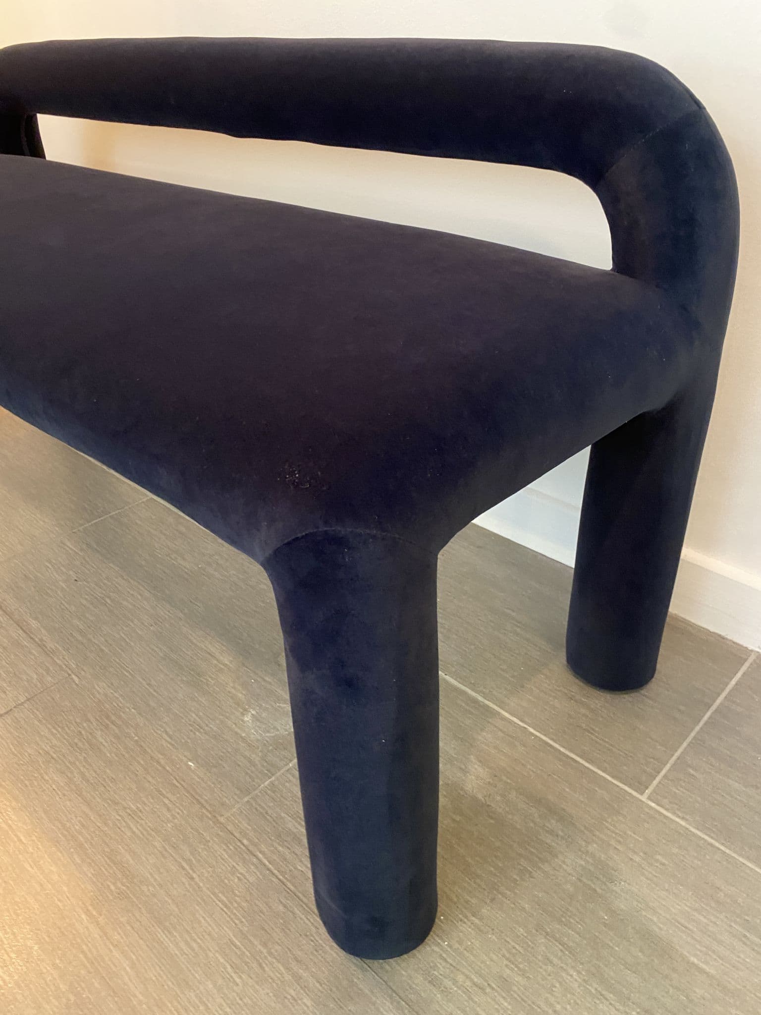 Cyla Low Back Dining Bench Vintage Blue Velvet