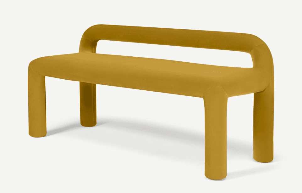Cyla Low Back Dining Bench Vintage Ochre Velvet