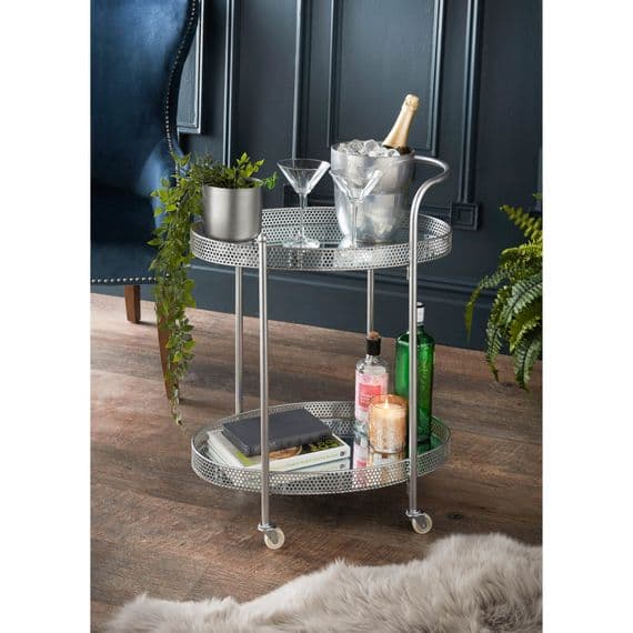Deco Glamour Drinks Trolley Silver