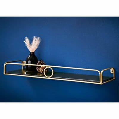 Deco Glamour Shelf With Gold Ring 60Cm - Black