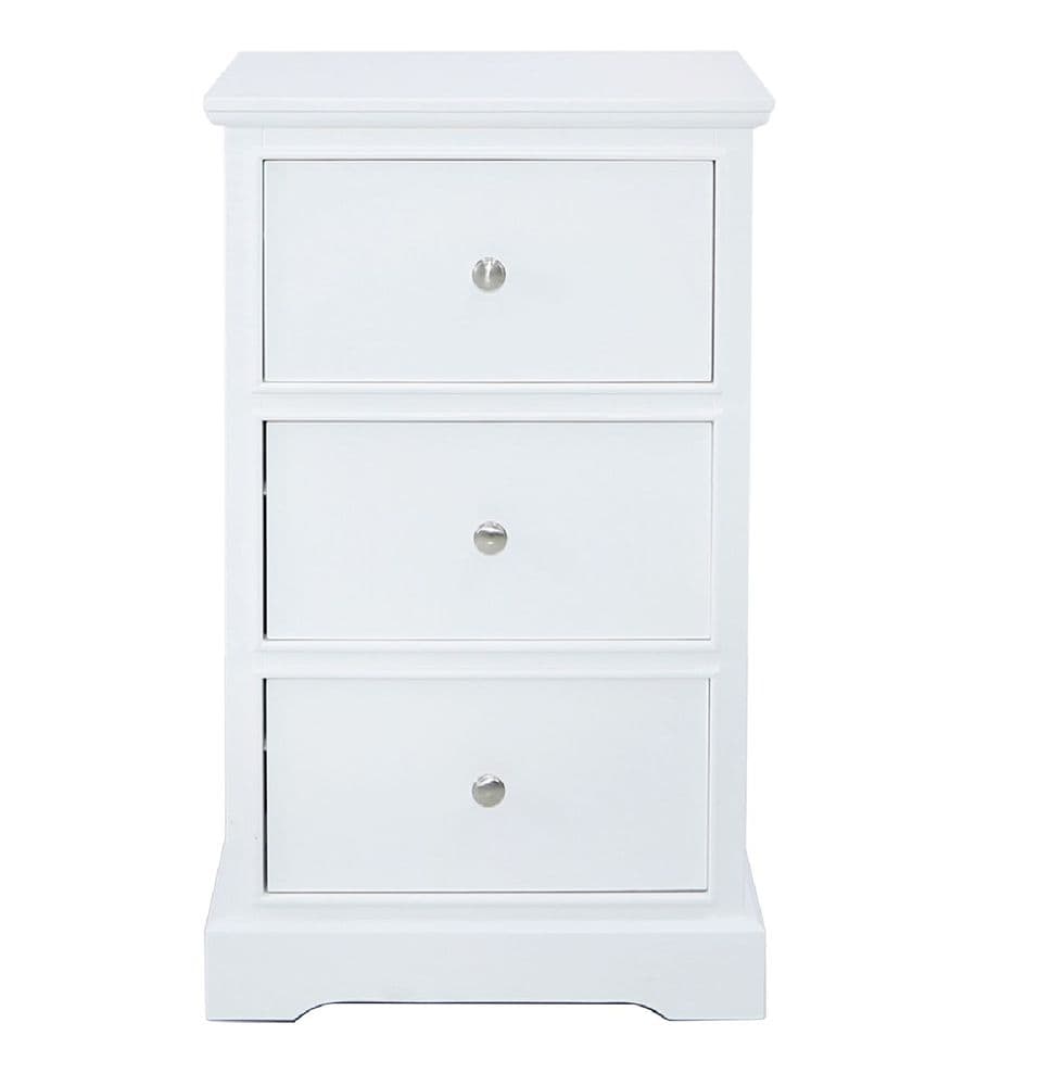 Delia 3 Drawer Bedside White