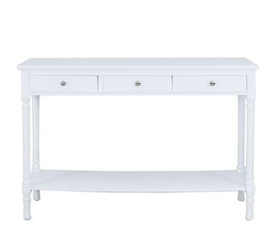 Delia Large 3 Drawer Console Table White