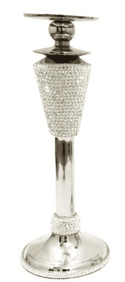 Diamante Band Silver Candle Holder Large