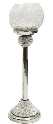 Diamante Crackle Glass Tea Light Holder Large