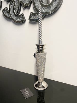 Diamante Dazzle Silver Candle Holder Large