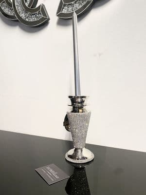 Diamante Dazzle Silver Candle Holder Medium