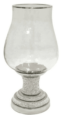 Diamante Encrusted Glass Hurricane Candle Holder