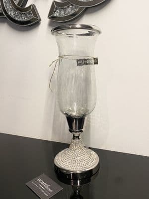 Diamante Glass Hurricane Candle Holder