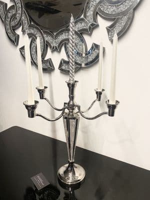 Diamante Silver 5 Arm Candelabra 40Cm