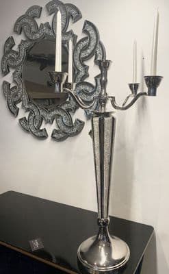 Diamante Silver 5 Arm Candelabra 90Cm