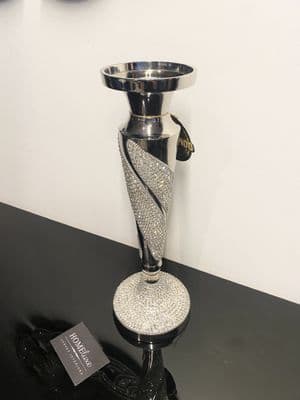 Diamante Silver Candle Holder Large
