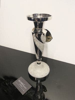Diamante Silver Candle Holder Medium