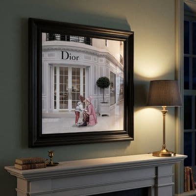 Dior Jewelry Black Step Frame Luxury Wall Art 40x40cm Home Decor