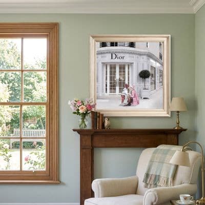 Dior Jewelry Champagne Step Frame Wall Art 40x40cm Luxury Decor
