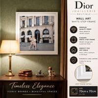 Dior Joaillerie White Step Frame Luxury Wall Art 70x70cm Home Decor