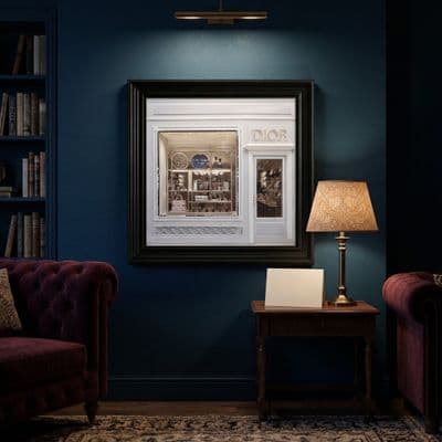 Dior Maison Boutique Black Step Frame 40x40cm Luxury Wall Art Decor