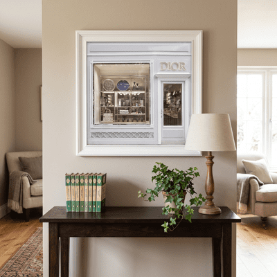 Dior Maison Boutique White Step Frame 40x40cm Luxury Wall Art Decor