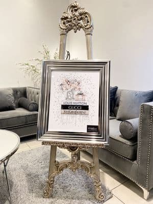 Dior Perfume With Roses And Books Wall Art Chrome Frame