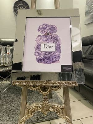 Dior Rose Lilac Design Perfume Bottle Wall Art Mirror Frame
